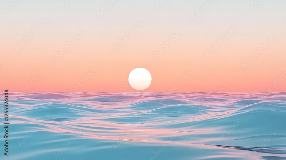 Pastel Sunset Over Calm Ocean Waves Pastel Sunset Over Calm Ocean Waves