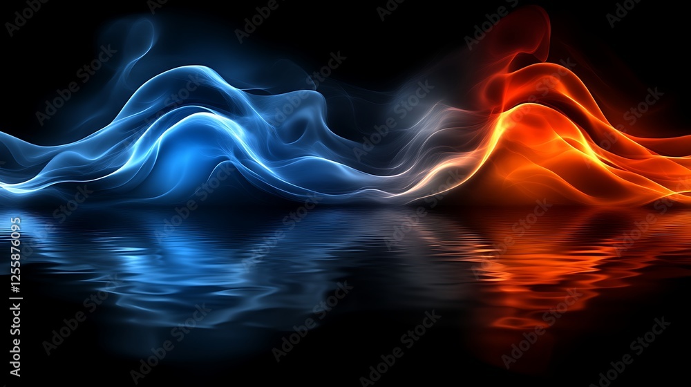 Obraz premium Abstract Blue And Orange Wave Reflections