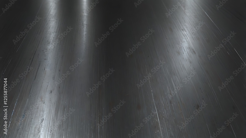 Obraz premium A sleek, high-resolution brushed metal texture with fine linear streaks and soft reflections. The metallic surface should have a futuristic and industrial appeal, with silver, steel, or bronze hues