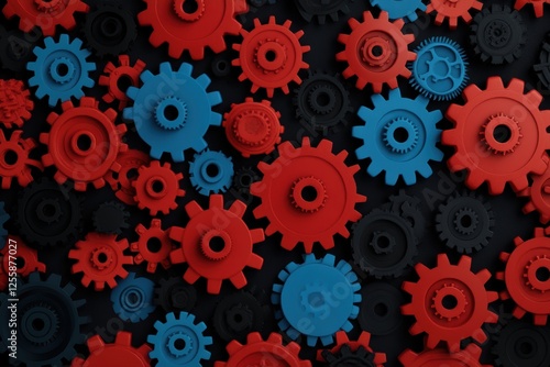 Wallpaper Mural Interlocking Red Blue and Black Gears Teamwork Mechanism Engineering Concept Torontodigital.ca