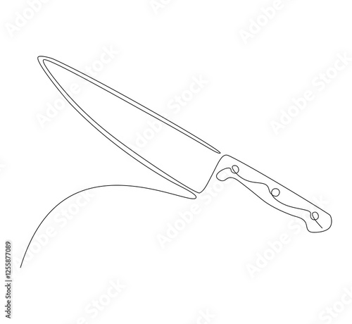Knife kitchen continuous line. Continuous one line drawing knife kitchen. Kitchen, equipment concept. Single line drawing