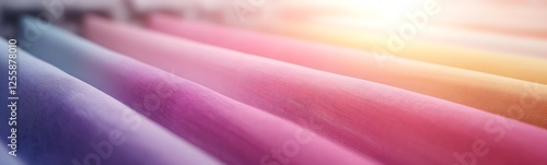 A vibrant array of pastel-colored chalks arranged in parallel, creating a visually appealing gradient effect with soft lighting.