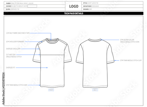 Men's Crew Neck Short Sleeve T-shirt Technical Tech pack.