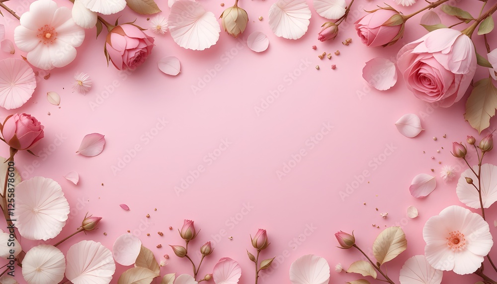 Beautiful pink rose petals border with copy space ai generative Beautiful pink rose petals border with copy space ai generative