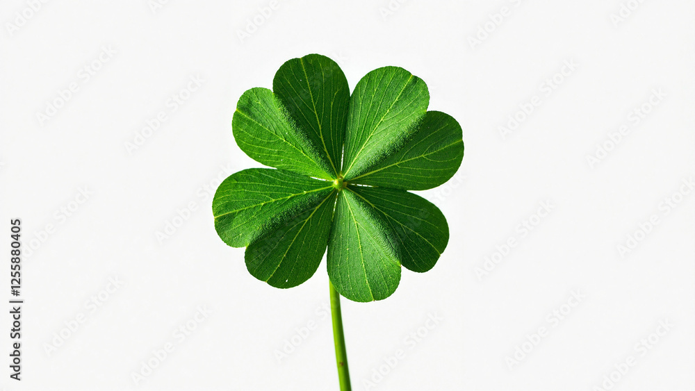 Vibrant Four-Leaf Clover: Symbol of Luck for Marketing, St. Patrick's Day Promotions, and Eco-Friendly Branding Vibrant Four-Leaf Clover: Symbol of Luck for Marketing, St. Patrick's Day Promotions, and Eco-Friendly Branding