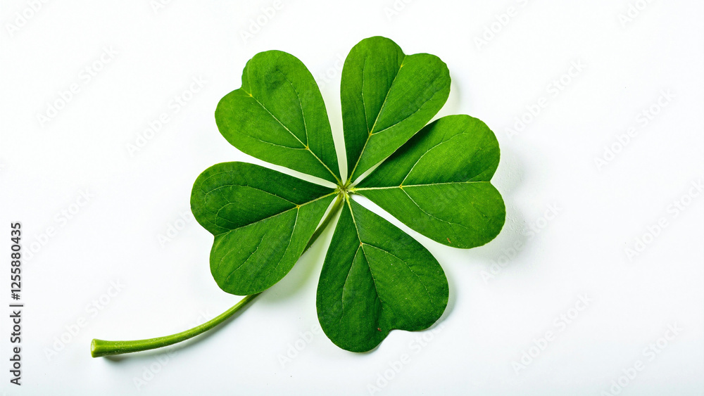 Vibrant Four-Leaf Clover: Symbol of Luck for Marketing, St. Patrick's Day Promotions, and Eco-Friendly Branding Vibrant Four-Leaf Clover: Symbol of Luck for Marketing, St. Patrick's Day Promotions, and Eco-Friendly Branding