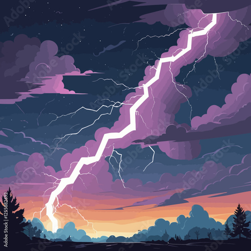 natural thunder and lightning,lightning flash,lightning,vector illustration	
