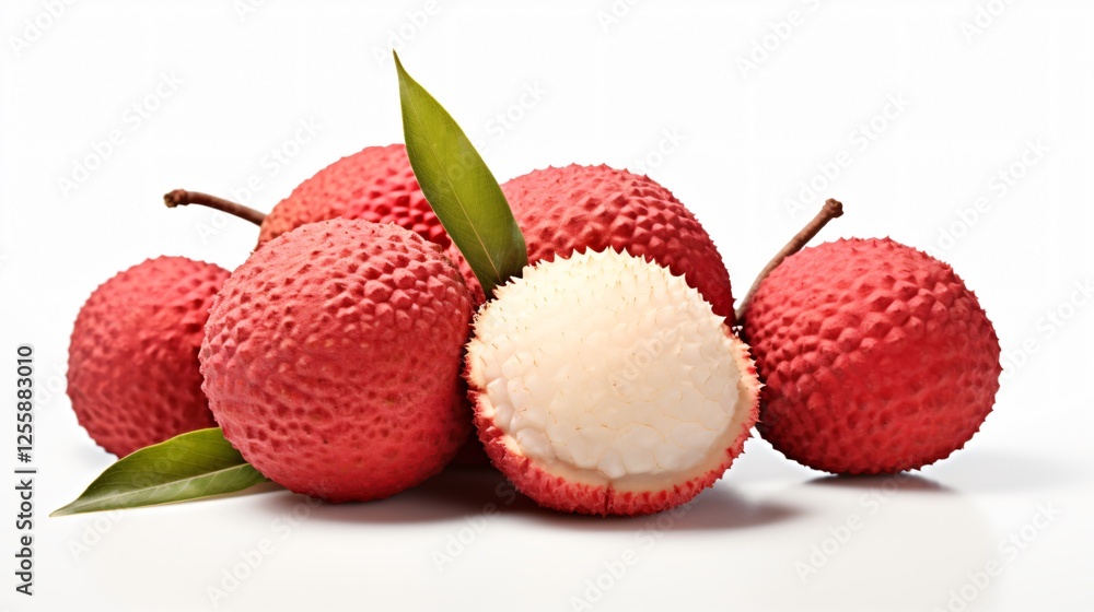 Fresh Lychee on White Background Fresh Lychee on White Background