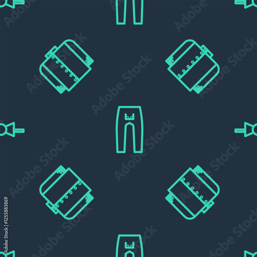 Set line Pants, T-shirt and Bow tie on seamless pattern. Vector