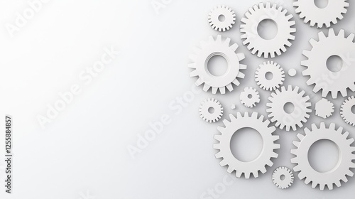 Wallpaper Mural White Gears Arrangement on Light Background for Industrial Design and Technology Torontodigital.ca