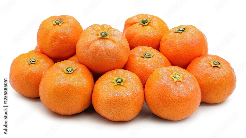 Heap of Fresh Sumo Citrus Mandarins Displayed on White Background Heap of Fresh Sumo Citrus Mandarins Displayed on White Background
