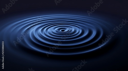 Abstract concentric circles ripple dark blue water