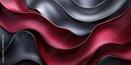 Abstract Wavy Background: Elegant Red and Grey Swirls Design, Luxurious Texture and Smooth Curves, Modern Art