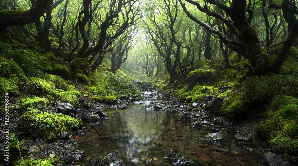 Tranquil forest stream enchanted woods nature photo lush green environment serene viewpoint peaceful atmosphere Tranquil forest stream enchanted woods nature photo lush green environment serene viewpoint peaceful atmosphere