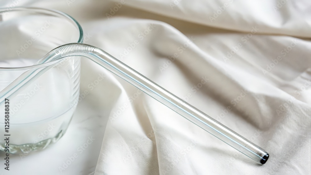 Glass Tube on White Fabric Glass Tube on White Fabric