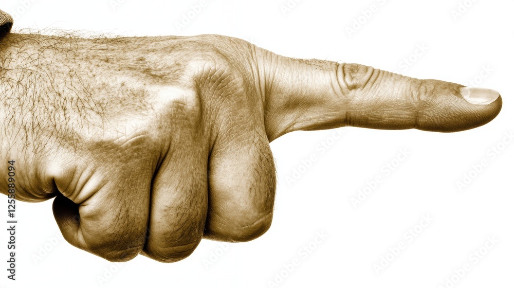 Stylized Representation of a Pointing Hand Gesture Against a White Background