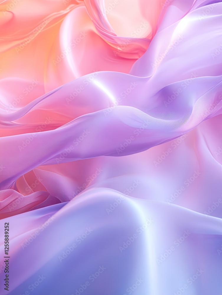 Obraz premium Abstract silk fabric waves in pastel colors create a soft and dreamy aesthetic