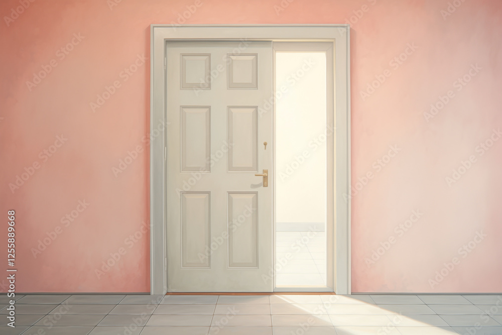 Elegant pastel doorway with soft lighting and open entrance Elegant pastel doorway with soft lighting and open entrance