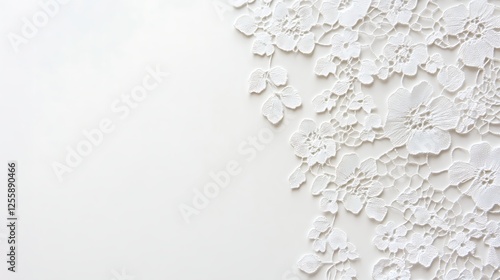 White Floral Lace Design on White Background