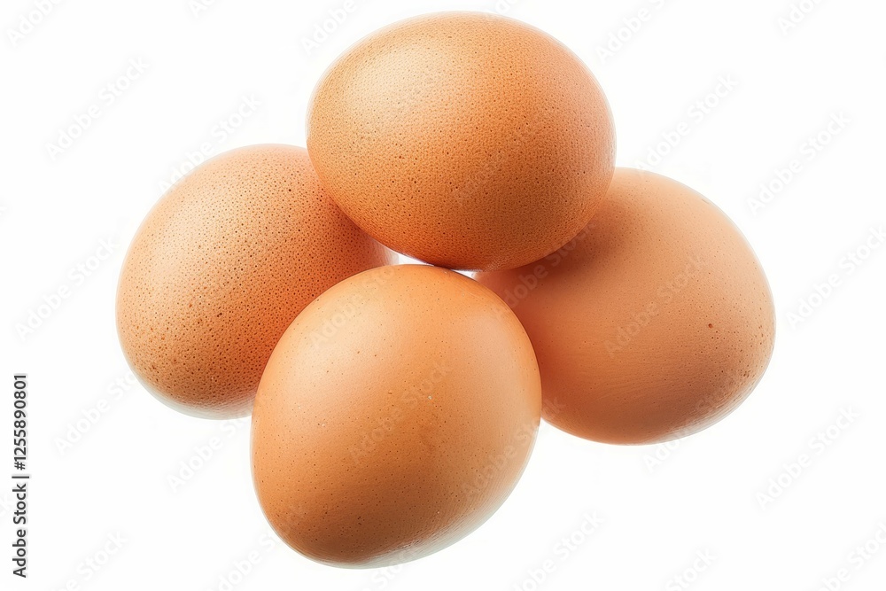 Few brown eggs on white background. AI image Few brown eggs on white background. AI image