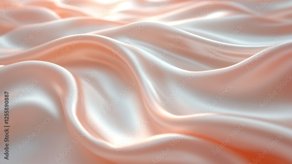 Fototapeta premium Elegant Peach Silk Draped Fabric Texture Background
