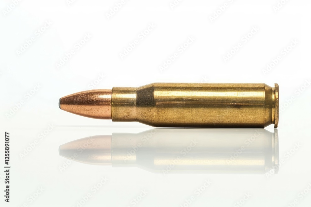 Brass bullet on white background. AI image Brass bullet on white background. AI image