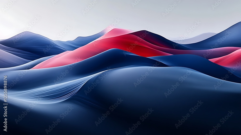 Naklejka premium Abstract Red And Blue Swirling Mountain Landscape