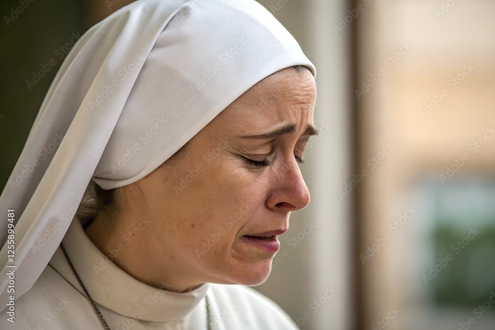 A deeply emotional close-up of a nun’s eyes filled with tears as she prays. The image captures raw devotion, spiritual struggle, and divine connection. A deeply emotional close-up of a nun’s eyes filled with tears as she prays. The image captures raw devotion, spiritual struggle, and divine connection.