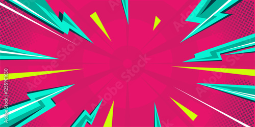 Comic Cartoon Pink and Blue Background. Pop Art Style Background.