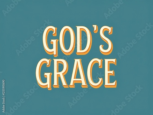 Gods Grace Text Art Design on Teal Background photo