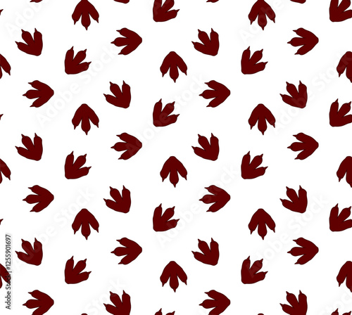 Dinosaur dragon footstep vector seamless pattern, reptile track silhouette in cartoon style isolated on white background. Symbol, model or stamp prehistoric huge monster.