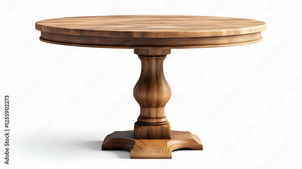 Realistic Image Round Wooden Table Isolated on White Background Realistic Image Round Wooden Table Isolated on White Background