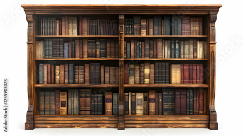 Wallpaper Mural 3D Illustration Library Bookshelf, Wooden, Vintage, Antique, Education, Reading, Knowledge, Literature, Study, History Torontodigital.ca