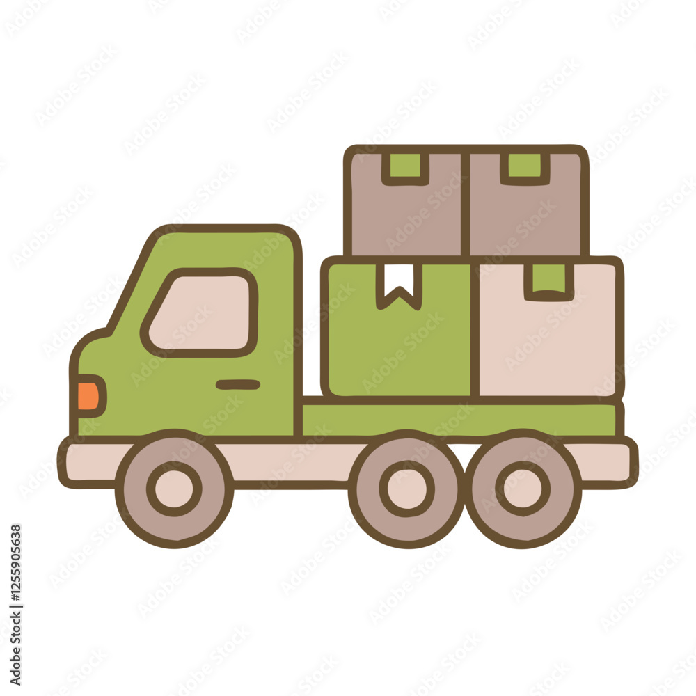 Supply chain management truck with loaded cargo Supply chain management truck with loaded cargo