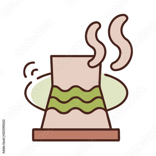 Steam ventilation system icon with industrial chimney