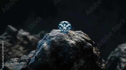 Diamond on Rock, Dramatic Lighting, Jewelry Display photo