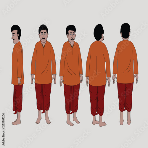 Indian village man cartoon character. moral stories for the best cartoon character