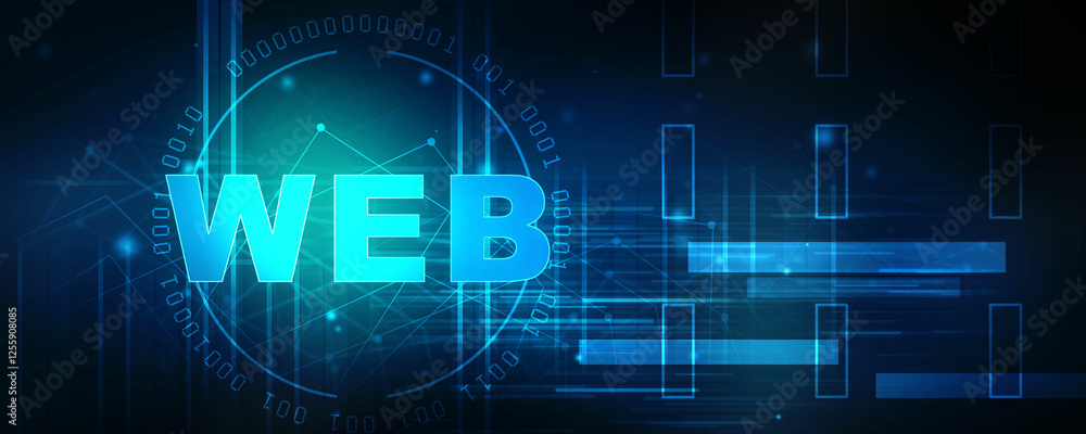Obraz premium 2D illustration Web against glowing technological background 