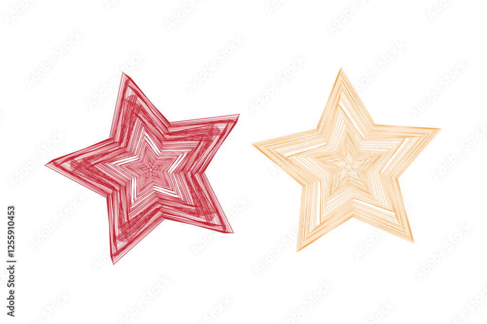 Line Art Red and Gold Star Geometric Vector Illustration Line Art Red and Gold Star Geometric Vector Illustration