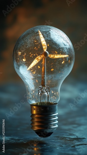 Innovative light bulb design featuring a wind turbine inside for sustainable ...