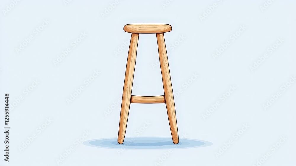 Wooden Stool Isolated on Soft Blue Background Ideal for Home Decor and Minimalist Design Themes Wooden Stool Isolated on Soft Blue Background Ideal for Home Decor and Minimalist Design Themes