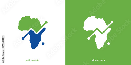 Simple African Stats Logo. Africa Map and Statistics Graphic Icons. Africa Analytics Logo Design Template.