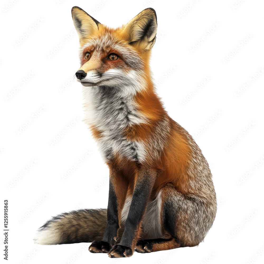 red fox vulpes on white background. red fox vulpes on white background.