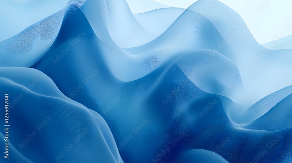 Obraz premium Abstract image showcasing flowing translucent blue fabric waves