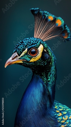 Majestic peacock displaying vibrant colors and intricate feather patterns in ...