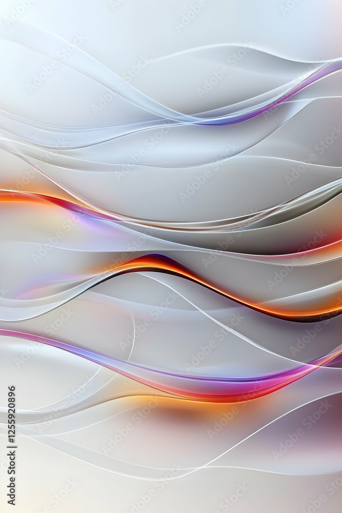 Obraz premium Abstract waves flow in white and gray, suitable for background or decoration, creating a sense of movement and fluidity, with a soothing effect