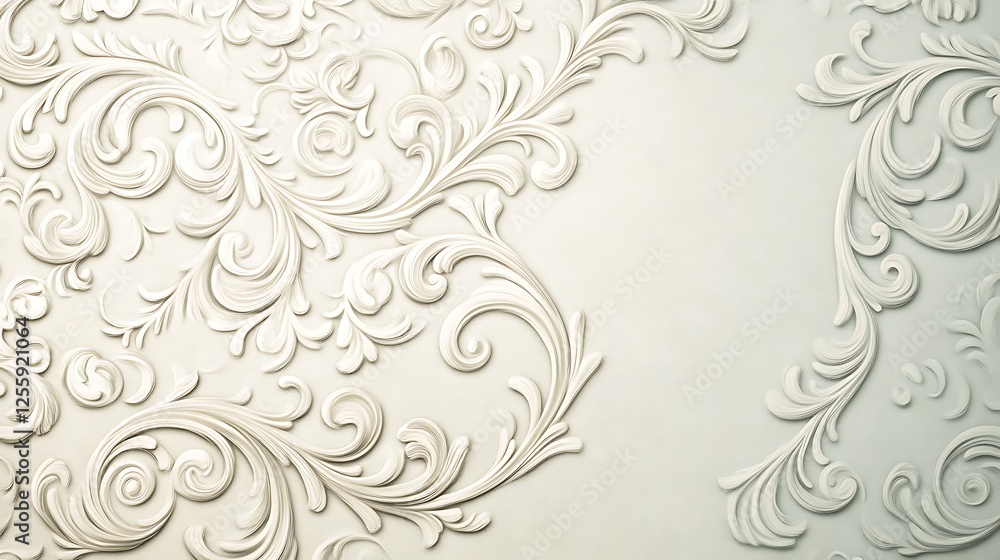Elegant White Floral Wall Design Embossed Pattern Elegant White Floral Wall Design Embossed Pattern