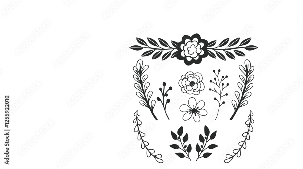 Floral design elements in vector in illustration Floral design elements in vector in illustration