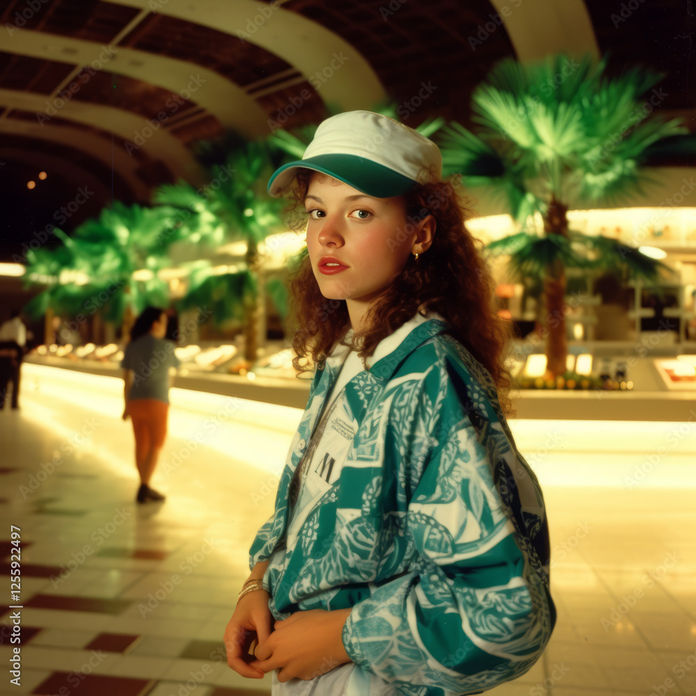 Nineties Style Woman at a Mall during the day Nineties Style Woman at a Mall during the day