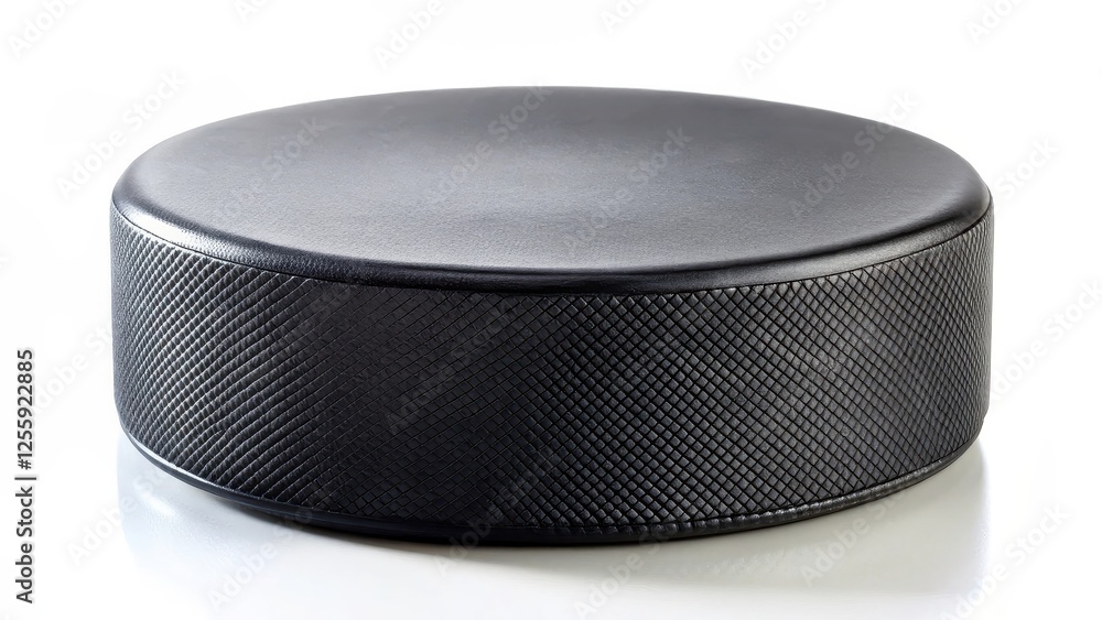Black Hockey Puck on White Background Black Hockey Puck on White Background